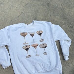 White Sweatshirt with espresso martini Print